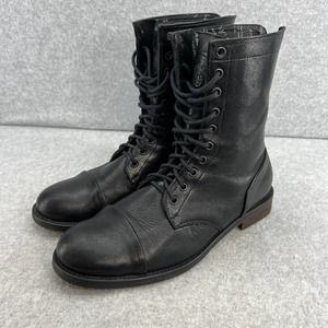 Kenneth Cole Mid-Calf Military Combat Boots - Black Leather - Men size 8.5